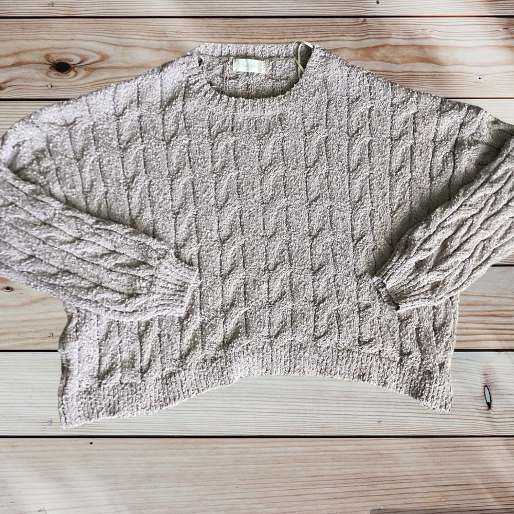 Altar’d State Large Crop Knit Textured Sweater